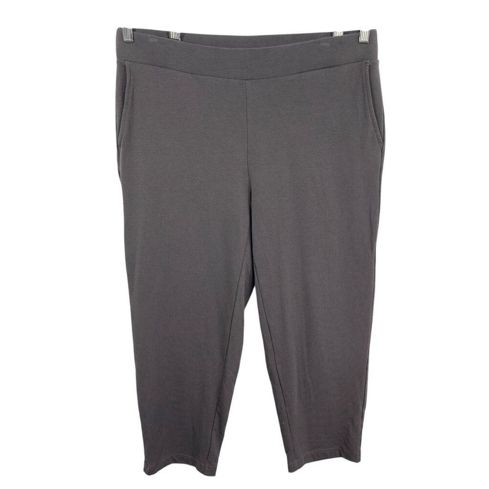 J. Jill Plus Size 1X Pants Gray Slim Leg Cropped Knit Pull-On Leggings 507